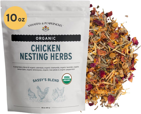 Sassafras & Pumpernickel's Certified USDA Organic Chicken Nesting Herbs (10 oz, Resealable