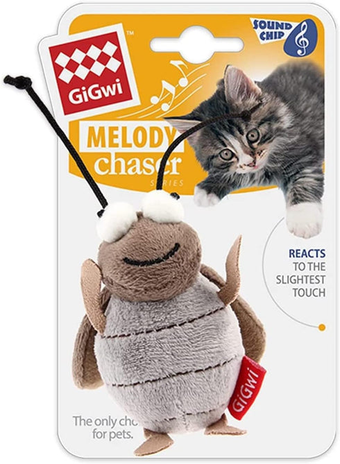 Gigwi Interactive Cricket Cat Toy, Automatic Squeaky Toy for Cats, Play and Squeak Electronic Cricket