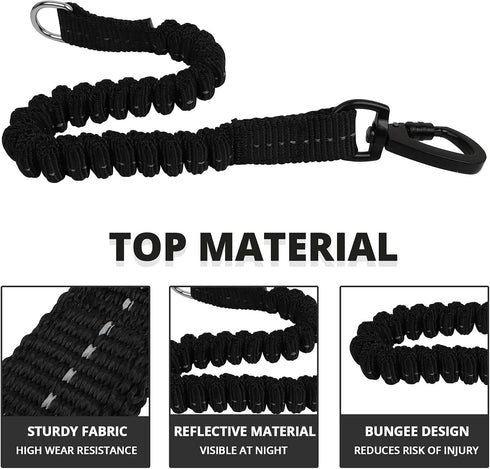 jenico 15FT Long Dog Leash: Heavy Duty Nylon Rope with Reflective Threads, Bungee and Padded Handle for Medium Large