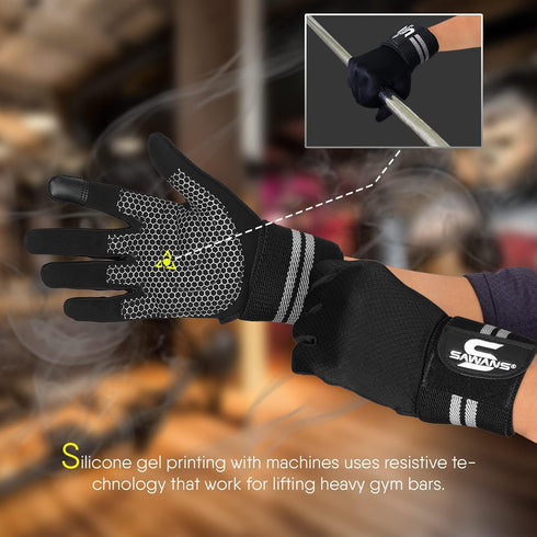 SAWANS Fingerless Gym Gloves with Wrist Support for Fitness Training