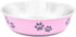 Fuzzy Puppy Food Bowl & Water Bowl, Designer Series, Paw Print Detail, Stainless Steel & Pink, 52 oz