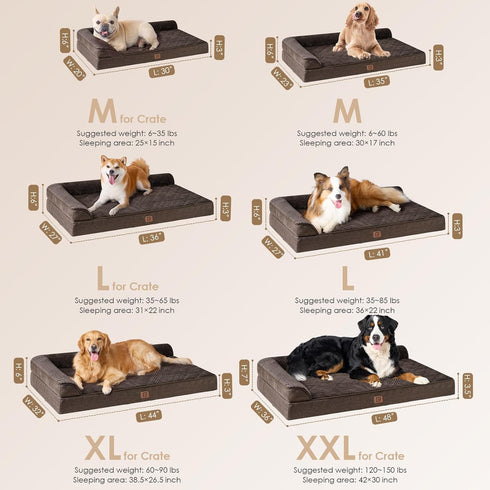 EHEYCIGA Memory Foam Orthopedic XL Dog Bed, Washable with Waterproof Lining, Removable Cover, Nonskid Bottom, 44x32