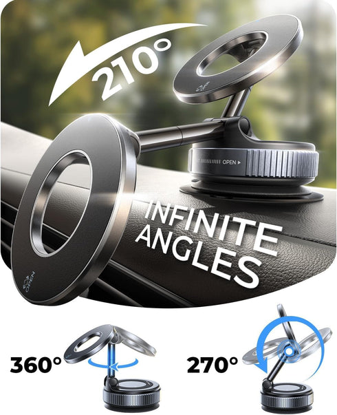 MRGLAS 2026 360 98LBS Upgraded Vacuum Magnetic Phone Holders for Your Car Adjustable Absorption Magnetic Bracket