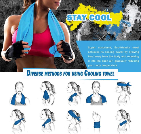 8 Packs (40 12), Cooling Towel x Ice Towel, Microfiber, Soft Breathable Chilly Towel Stay Cool for Yoga, Workout