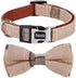 Soft & Comfy Bowtie Dog Collar, Detachable Adjustable for Small Medium Large Pets, S, Brown