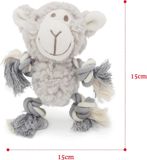 Senior Mini Fleece Dog Toy - Calming Lavender with Rope Arms/Legs, Grey, 15cm x 15cm for Senior Dogs