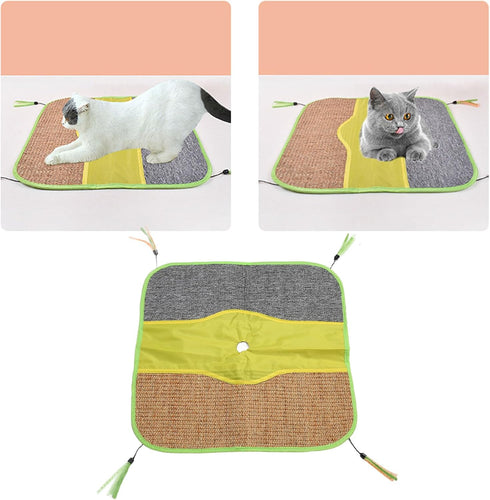 Multifunctional Cat Scratch Play Mat - Interesting Sisal Scratching Pad Rug for Kittens