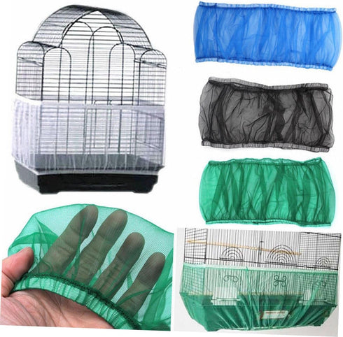 Housoutil Adjustable Bird Cage Net, Nylon Catcher Cover, Protector for Bird Cages, Elastic Bird Cage Skirt Guard