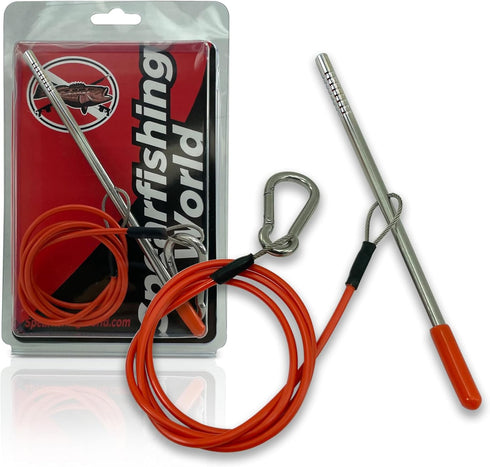 Fish Stringer for Spearfishing - Coated Stainless Steel Cable with Heavy Duty Carabiner