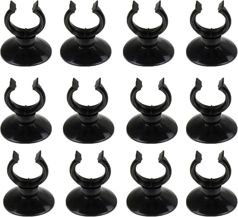 AQUANEAT 12 Pack Aquarium Suction Cup Clips, Black for Heater, Tubing Hose, Plant, Decoration, Fish Tank