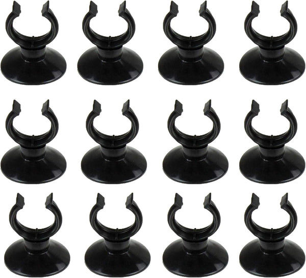 AQUANEAT 12 Pack Aquarium Suction Cup Clips, Black for Heater, Tubing Hose, Plant, Decoration, Fish Tank