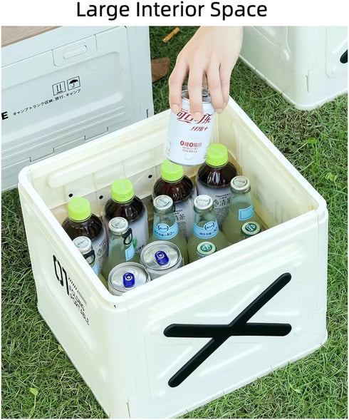 Foldable Emergency Toilet & Storage Box for Road Trips (Off-White)