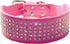 Heavy Duty 2 inches Wide Leather Rhinestone Crystal Diamante Jeweled Dog Collar Chain Leash Set for Pitbull, Bulldog,