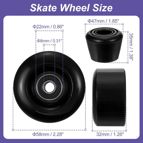 PATIKIL 8 Pack Roller Skate Wheels, 58mmx32mm Quad Wheels with ABEC-9 Bearing, 82A PU, Includes 2 Toe Stoppers