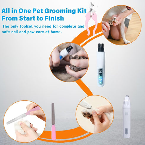 Trimmers 6 Trimmer Dog Nail and Dog Nail Grinder with Lights, Quiet Dogs Grooming Kit with Cat Paw Clipper & Pet Paw