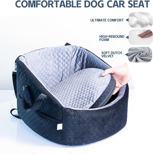TOPOmerice 30 lbs, Cozy Dog Car Seat for Small Dogs up to Pet Booster Seat with Adjustable Harness & Non-Slip Base, Dog