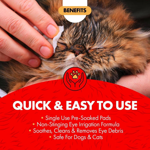 Miracle Care Eye Wash Pads for Dogs and Cats, Soft Pet Wipes, Sterile, 90 Count