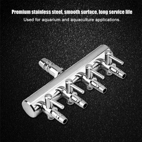 Aquarium Air Flow Valves, Stainless Steel 4 Way T Shaped Control Valve Pump for Fish Tank Accessories