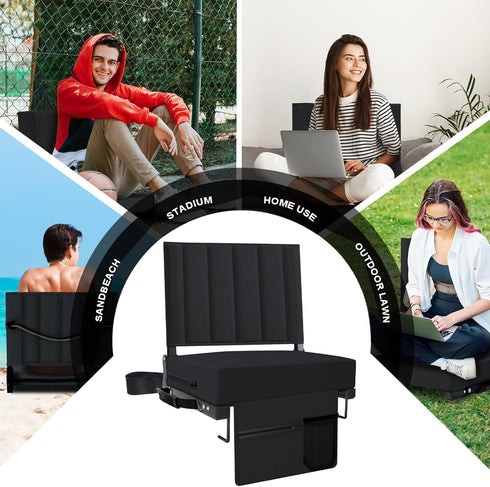 (1pcs) Aliphon Stadium Seat for Bleachers with Back Support and Cushion, Bleacher Seats with Shoulder Strap and Cup