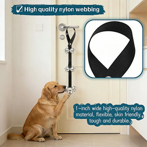 7 31-33 Inches Dog Doorbell for Potty Training, Adjustable Length with Extra Loud Bells, Black Nylon Strap with Metal