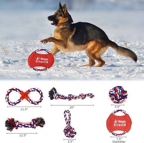 Dog Cotton Rope Toys Set for Medium and Large Dogs - Almost Indestructible, Washable Dental Floss, Tough Tug of