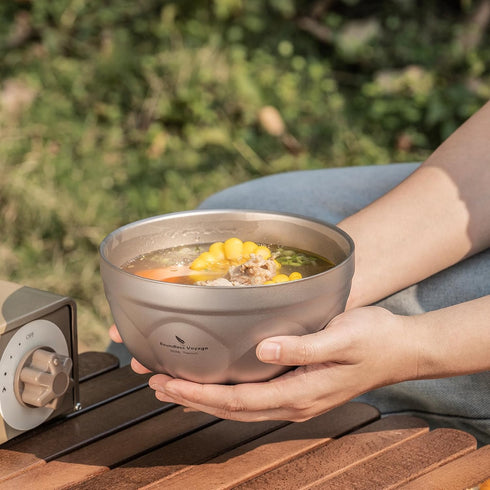 500ml Ti1171T Boundless Voyage Titanium Double Walled Camping Bowls Rice Soup Oatmeal Yogurt Serving Bowl Ultralight