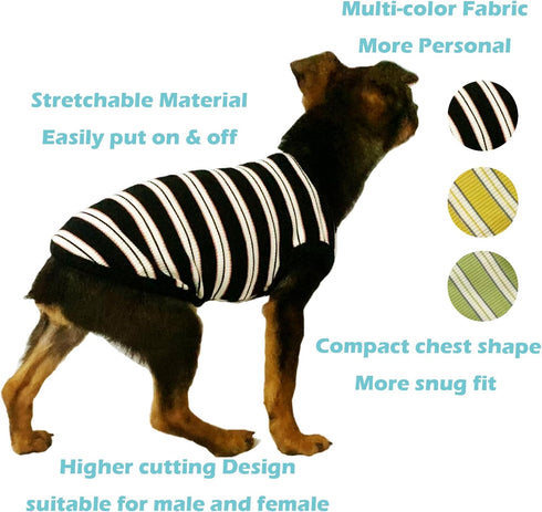 YQYS Dog Shirts, Multi-color Striped Cotton Vest for Small Dogs and Cats, Tank Top for Chihuahua, Green Small