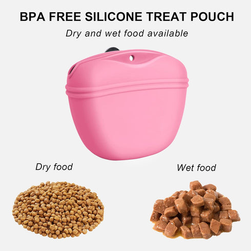 Left&Right Dog Clicker Training Kit with Silicone Treat Pouch, Clickers, and Magnetic Buckle for Dogs