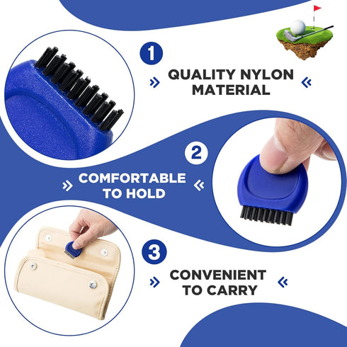 Nuanchu Pocket Golf Club Groove Brush - Mini Golf Club Cleaner Tool for Cleaning Golf Heads, Balls, Shoes, Black, Red,