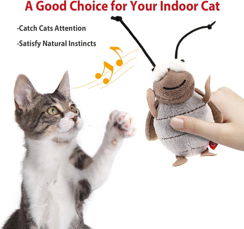 Gigwi Interactive Toy Set for Indoor Cats - 3PCS Plush Pack with Squeaky Feather, Mouse Hunt, Chase Bird, and Chirping