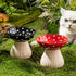 Cute Mushroom Elevated Cat Bowl, Ceramic Cat Food and Water Bowls, Wide Shallow Dish, Whisker Fatigue (Yellow)