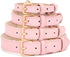WHIPPY Adjustable Leather Dog Collar, Soft Breathable Padded Puppy Collar for Small Medium Large Dogs, Pink, S