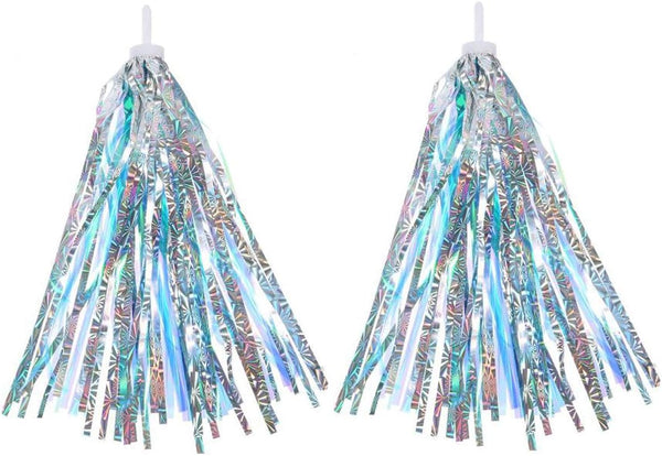 Kids Scooter Streamers, Colourful Pom-pom Pair for Bicycle Grips, Sparkle Tassel Ribbon Accessories