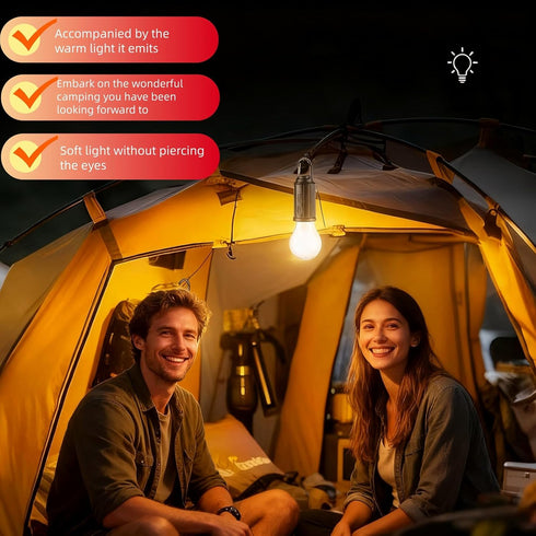 Chinshwehaw 3 1PCS) (T01) Portable LED Camping LanternHang Anywhere Hook, USB-C Rechargeable, Brightness Modes, Water
