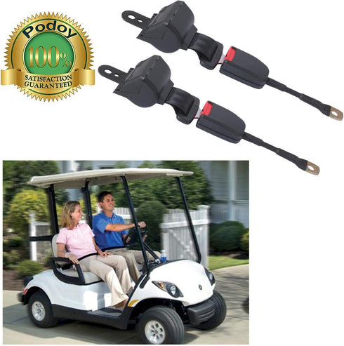 Podoy Upgraded Universal Golf Cart Seat Belts Kit, Retractable for E-ZGO TXT & RXV, Set of 2
