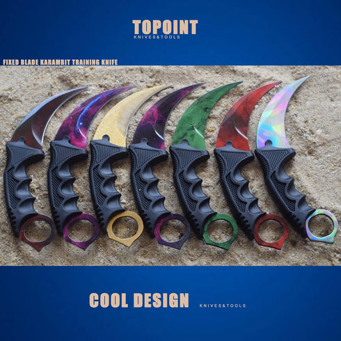 TOPOINT Karambit Knife, Stainless Steel Fixed Blade Knife for Hunting, Camping, Field Survival, Red