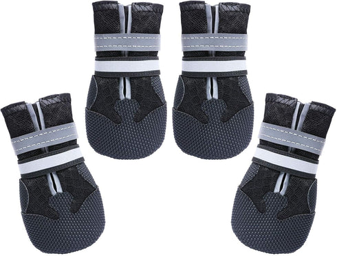 Dimicoo Breathable Mesh Dog Boots - Nonslip Soft Rubber Sole Dog Shoes for Medium Large Dogs, Pack of 4