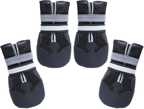 Dimicoo Breathable Mesh Dog Boots - Nonslip Soft Rubber Sole Dog Shoes for Medium Large Dogs, Pack of 4