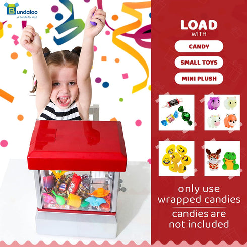 Bundaloo Claw Machine Arcade Game with Sound, Cool Fun Mini Candy Grabber Prize Dispenser Vending Toy for Kids, Boys
