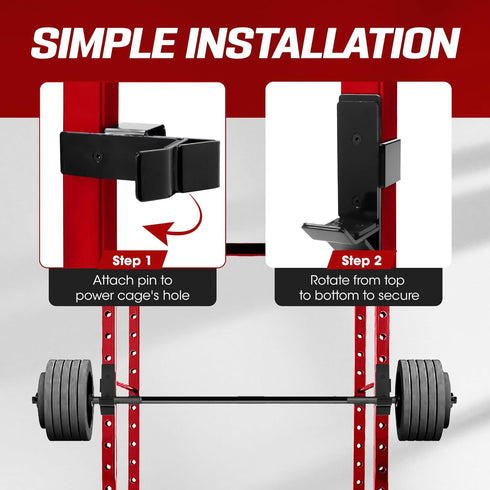 Yes4All Attachments Capacity 1000 LBS for 2x2" Tube - Power Cage including J-Hook, Spotter Arm, Dip Bar