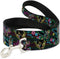 Buckle-Down 4 Feet Pet Leash - Electric Tinkerbell Poses/Stripes Black/Multi Neon - 1/2" Wide