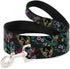 Buckle-Down 4 Feet Pet Leash - Electric Tinkerbell Poses/Stripes Black/Multi Neon - 1/2" Wide