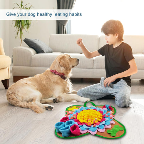 Ankilo 20''*20'' Snuffle Mat for Dogs, Interactive Foraging Puzzle Blanket, Dog Feeding Mat with Non-Slip Bottom