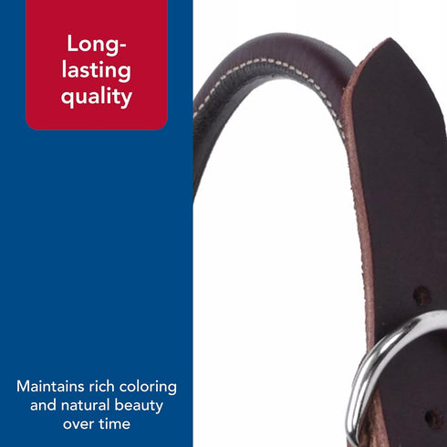 Coastal Pet Circle T Latigo Leather Round Dog Collar, 5/8" x 16", Handcrafted for Sensitive Skin Dogs