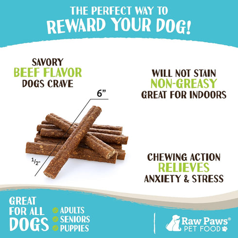 Raw Paws Alternative Soft Bully Sticks for Dogs - 6-inch, 15-ct, Made in USA, Soft Chews for Senior Dogs