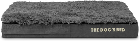 Replacement Outer Cover ONLY for The Dog's Bed, Washable Plush Fabric, Medium 34” x 22” x 4” (Grey Fur)