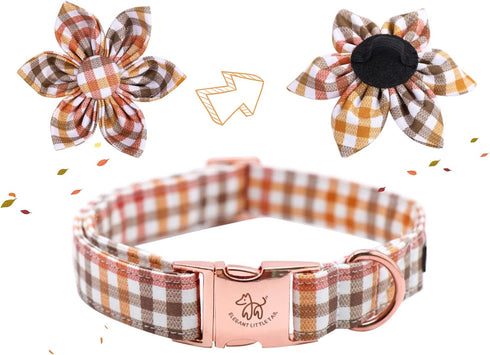 Elegant Little Tail Flower Dog Collar, Adjustable Fall Pet Collar with Flower Gift for Medium Dogs