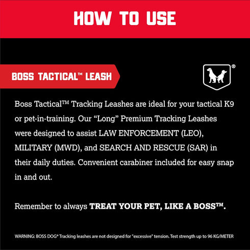 Boss Dog Tactical Leash - Red (6 Foot, 1" Wide)