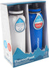 ThermoFlask 40 oz Double Wall Vacuum Insulated Stainless Steel Water Bottles, 2-Pack, Ice Grey/Azure