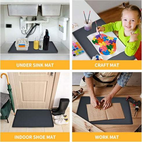 Dog Food Mat - Silicone Waterproof Non-Slip Pet Bowl Placemat with Raised Edge, 18.5" x 11.5"